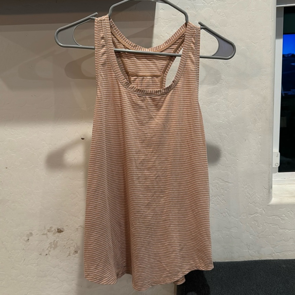 Lululemon Love Tank Pleated Cream White Striped - Picture 2 of 5